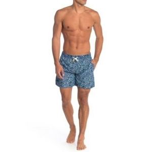 Ganesh Mens Swim Trunks Floral Print in Blue Size XL Extra Large